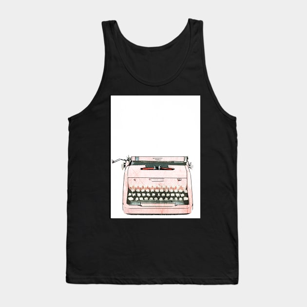 Digital Retro Relic Collection Vintage Pink Typewriter Tank Top by SodaArtStudio